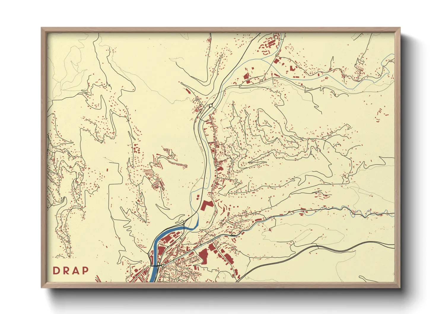 Une affiche de carte sur Drap