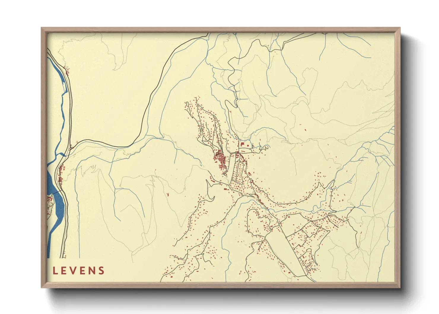 Une affiche de carte sur Levens