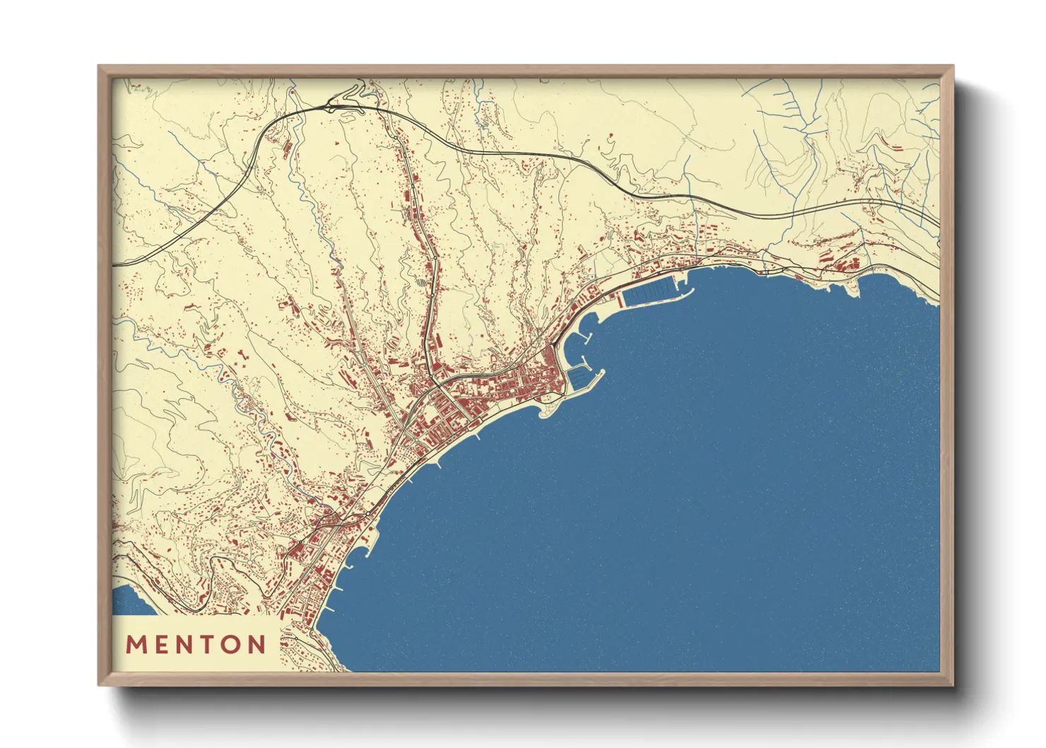 Une affiche de carte sur Menton