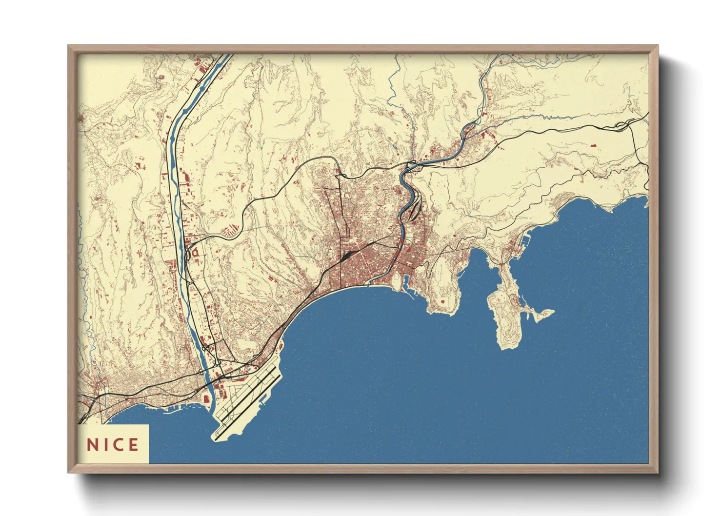 Une affiche de carte sur Nice