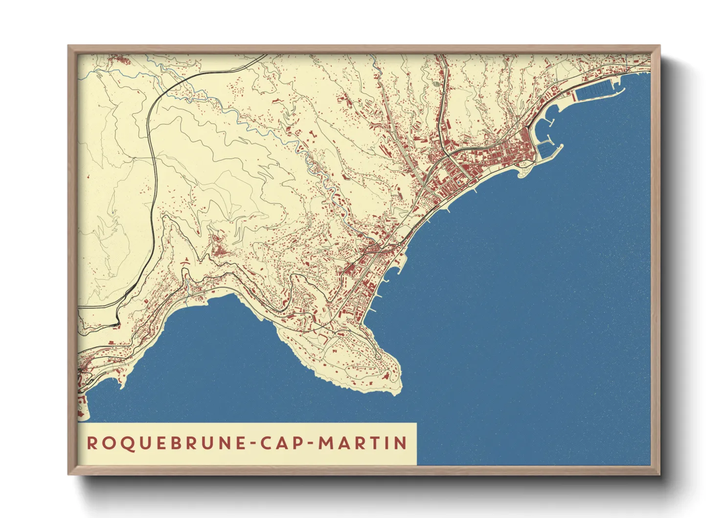 Une affiche de carte sur Roquebrune-Cap-Martin