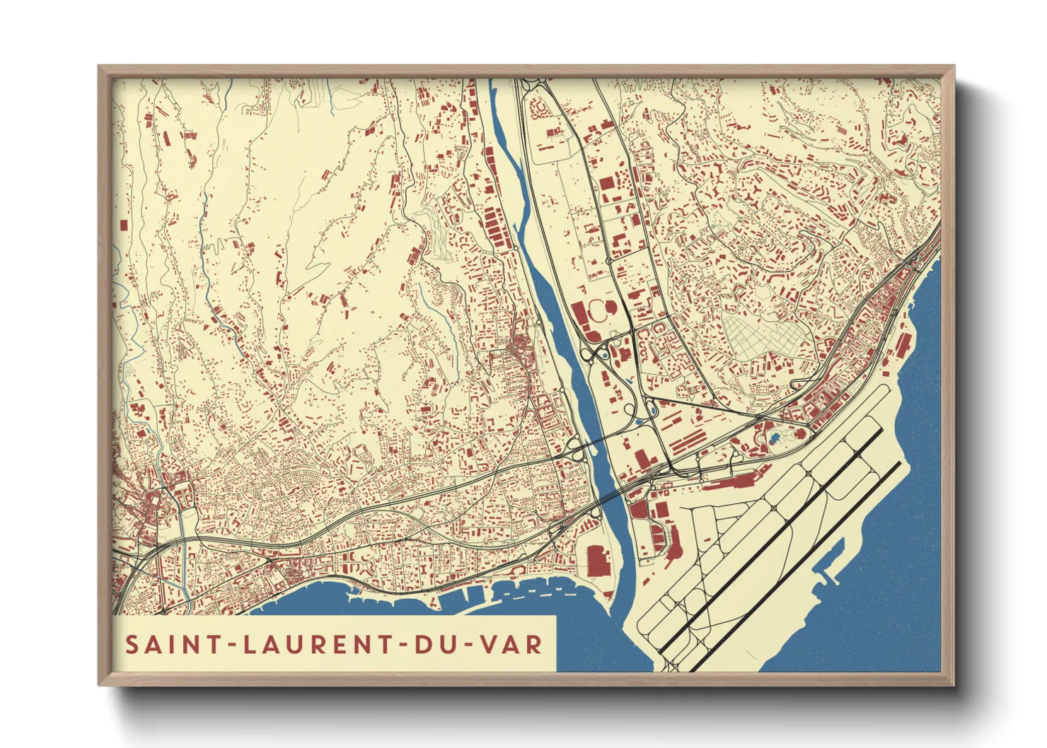 Une affiche de carte sur Saint-Laurent-du-Var