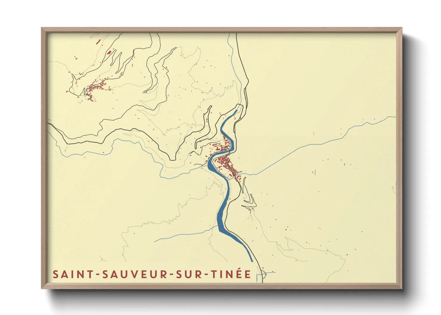 Une affiche de carte sur Saint-Sauveur-sur-Tinée