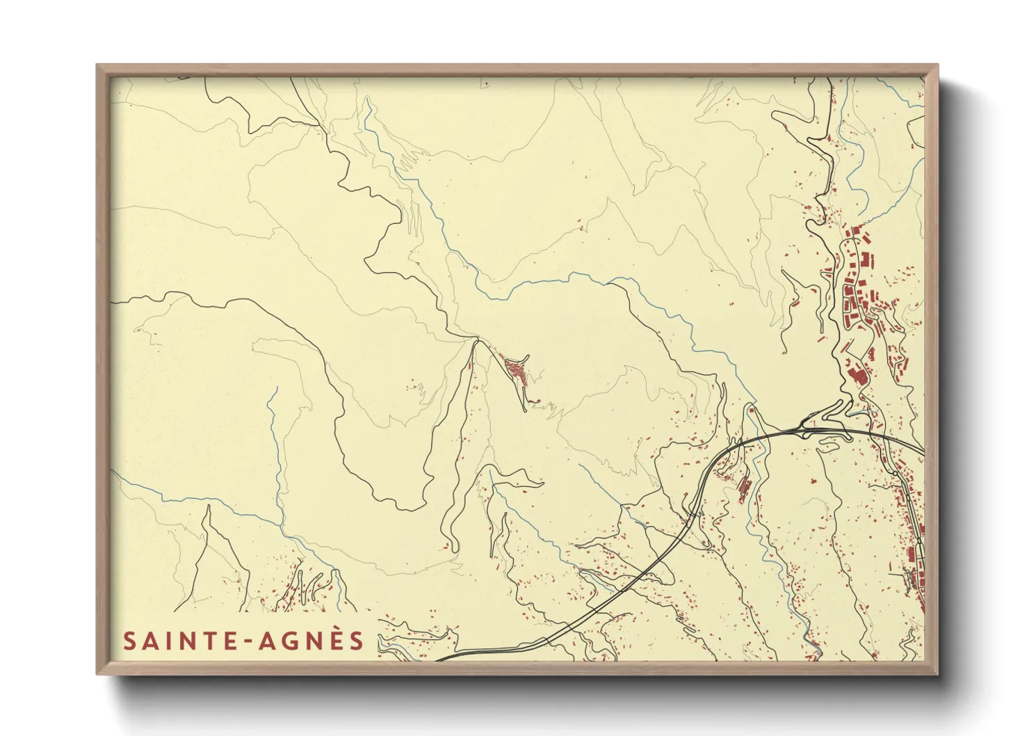 Une affiche de carte sur Sainte-Agnès