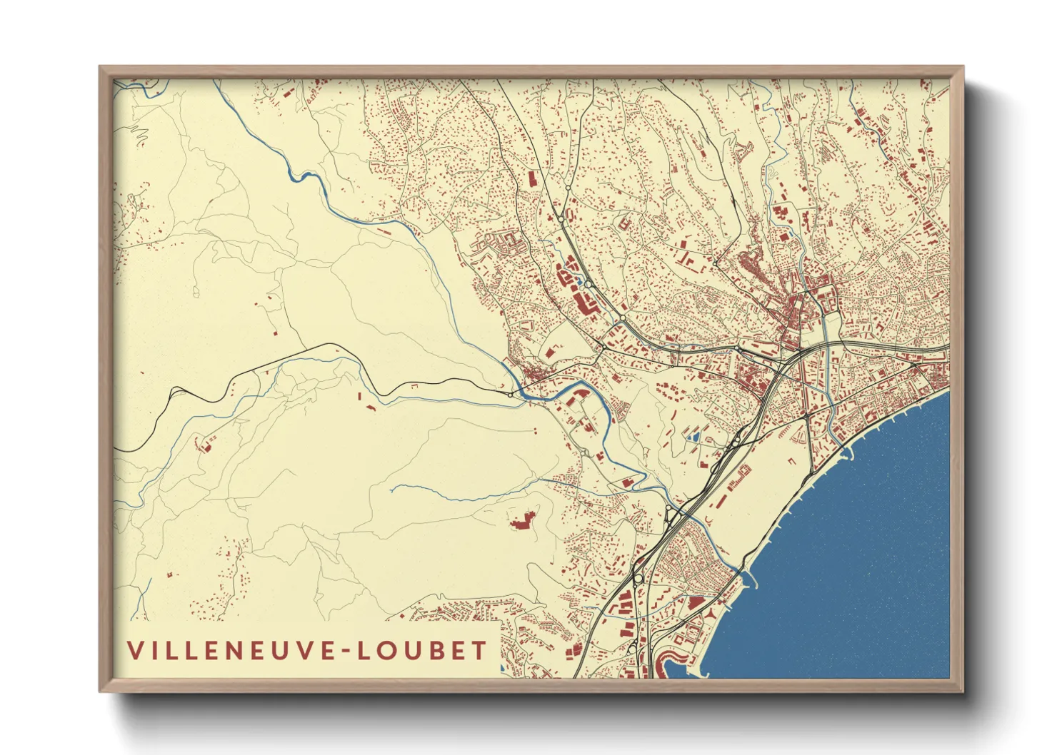 Une affiche de carte sur Villeneuve-Loubet