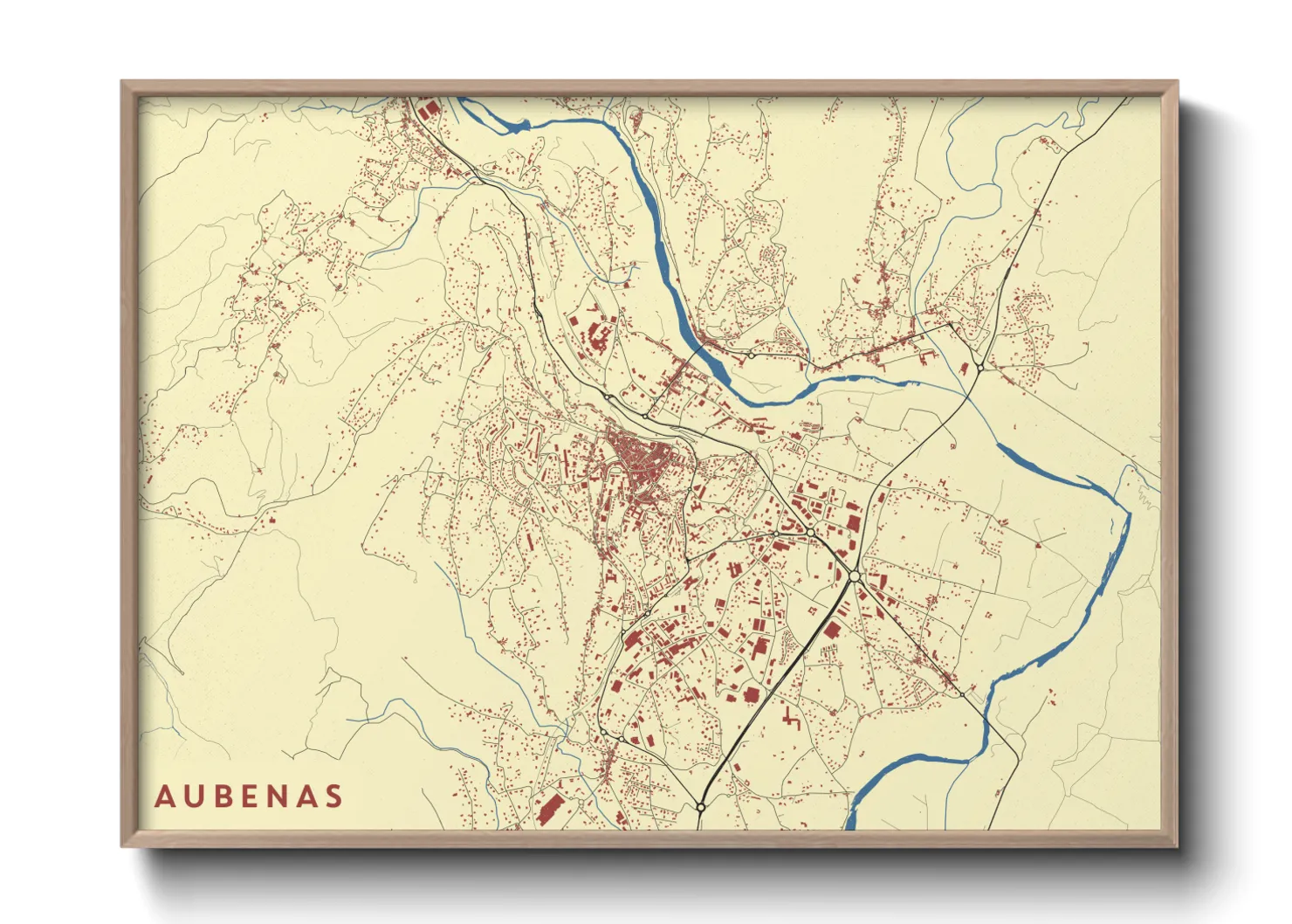 Une affiche de carte sur Aubenas