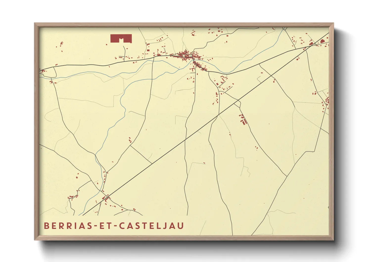 Une affiche de carte sur Berrias-et-Casteljau