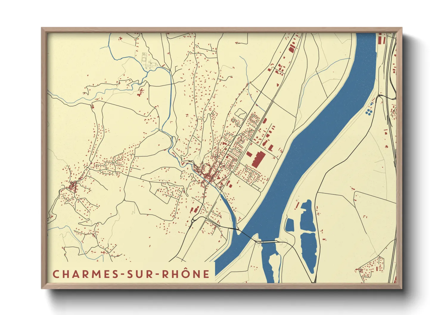 Une affiche de carte sur Charmes-sur-Rhône
