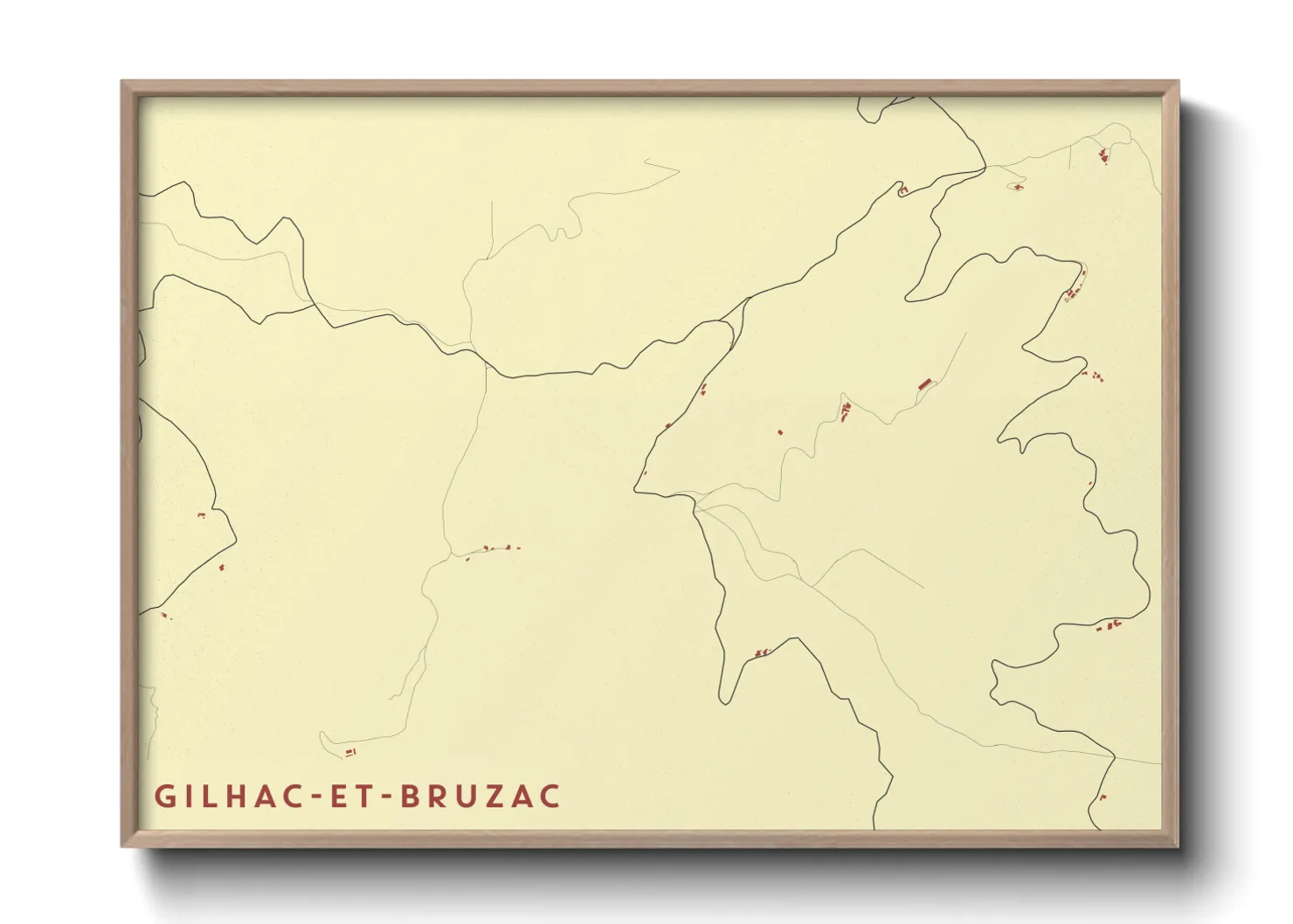 Une affiche de carte sur Gilhac-et-Bruzac