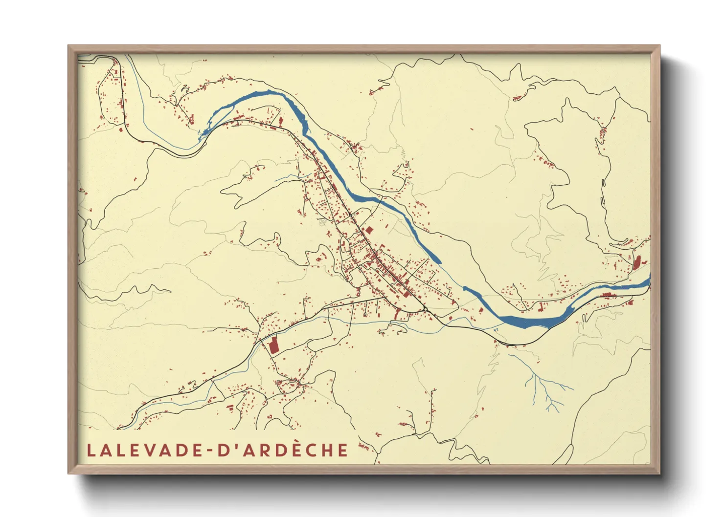 Une affiche de carte sur Lalevade-d'Ardèche