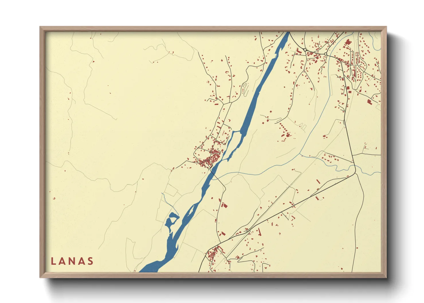 Une affiche de carte sur Lanas