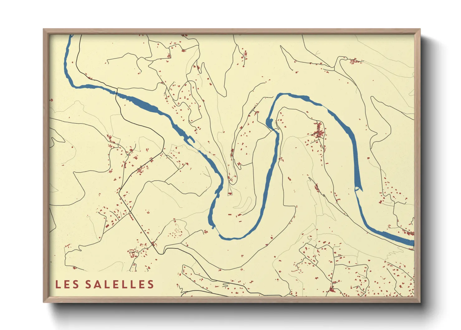 Une affiche de carte sur Les Salelles