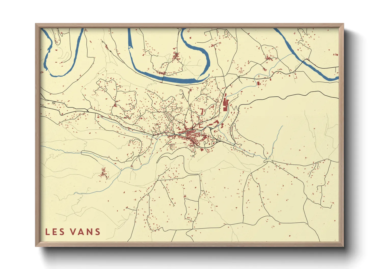 Une affiche de carte sur Les Vans