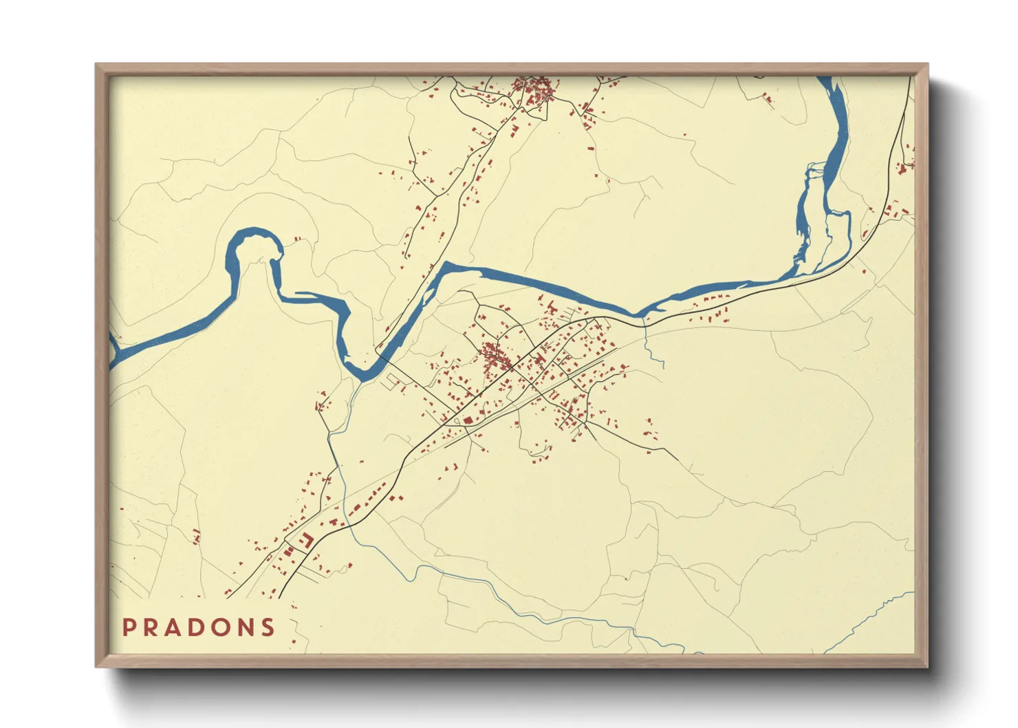 Une affiche de carte sur Pradons