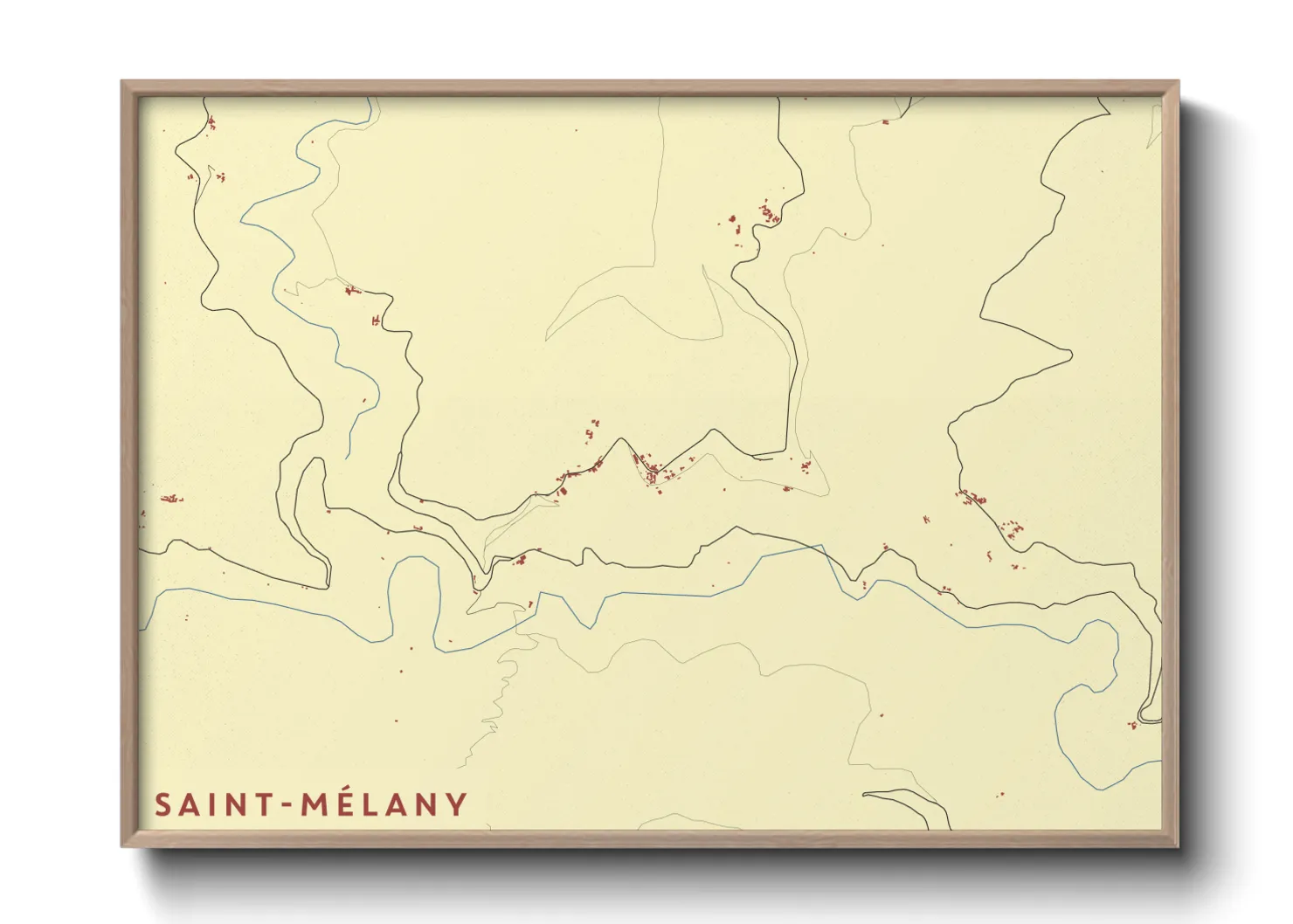 Une affiche de carte sur Saint-Mélany