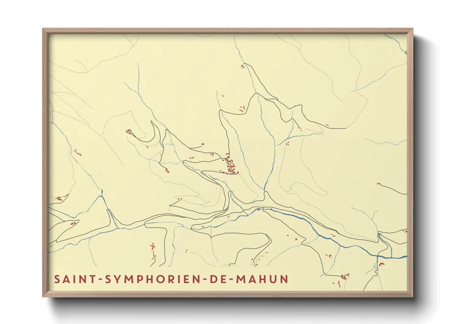 Une affiche de carte sur Saint-Symphorien-de-Mahun