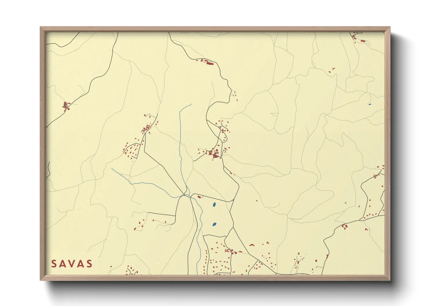 Une affiche de carte sur Savas