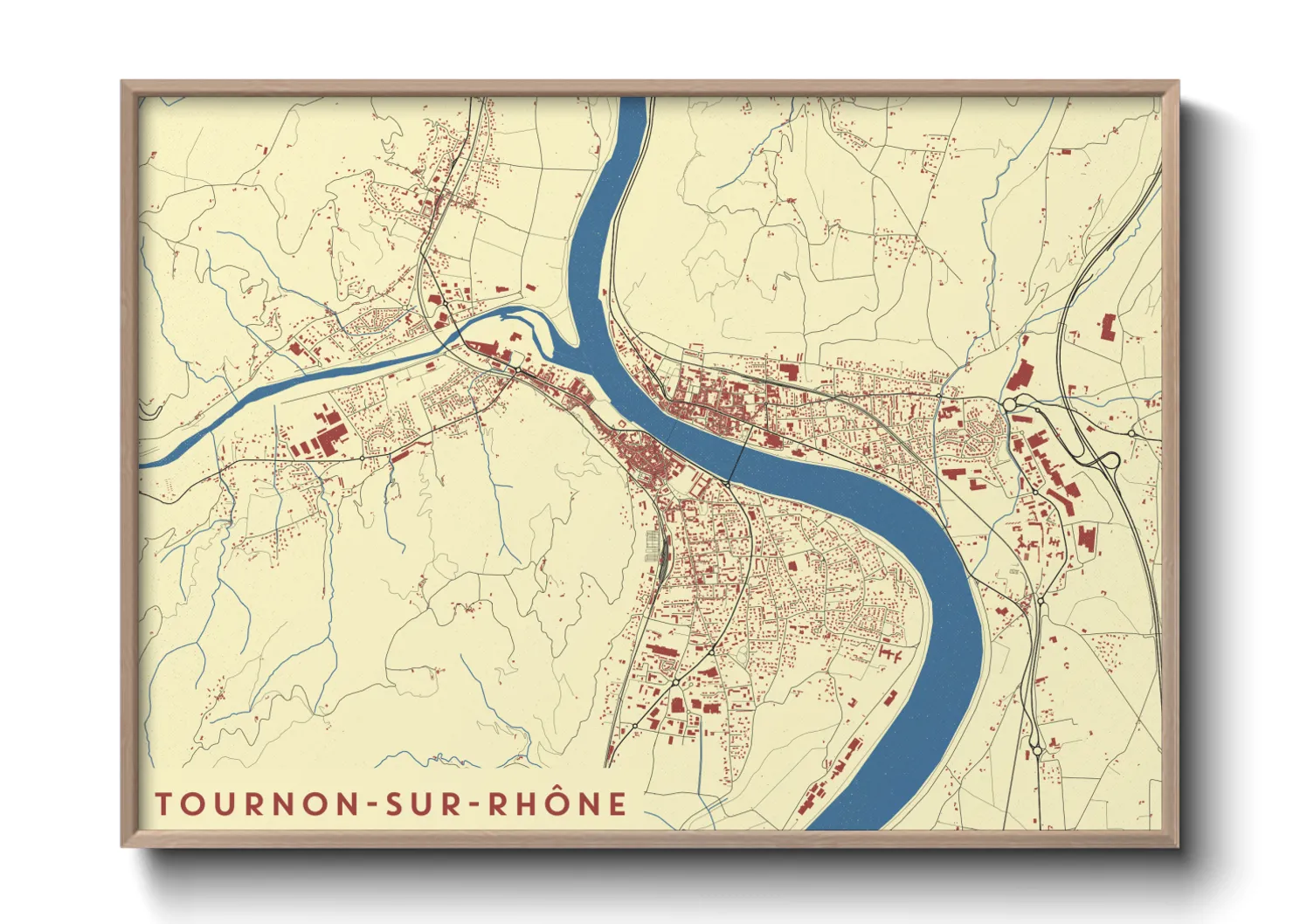 Une affiche de carte sur Tournon-sur-Rhône