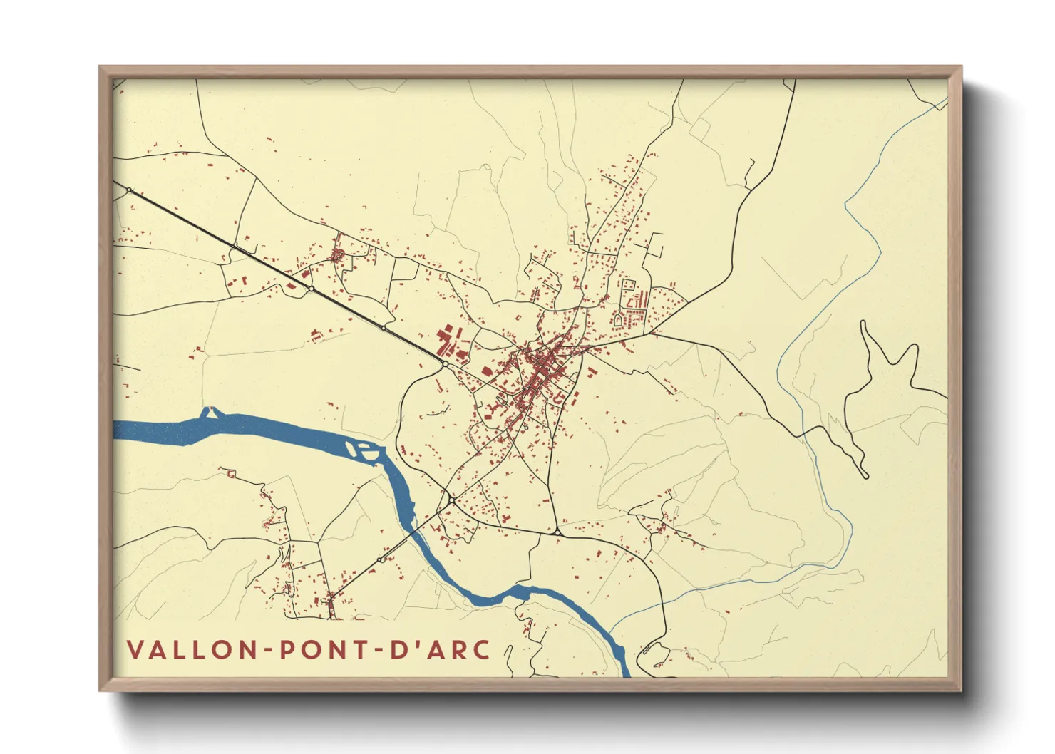 Une affiche de carte sur Vallon-Pont-d'Arc