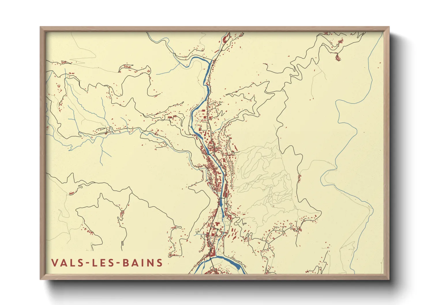Une affiche de carte sur Vals-les-Bains