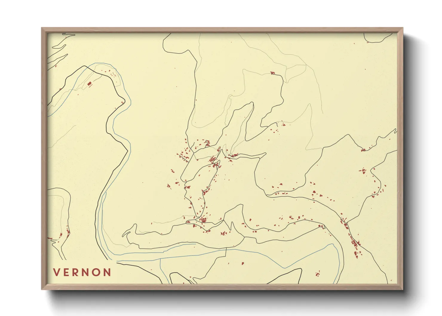 Une affiche de carte sur Vernon