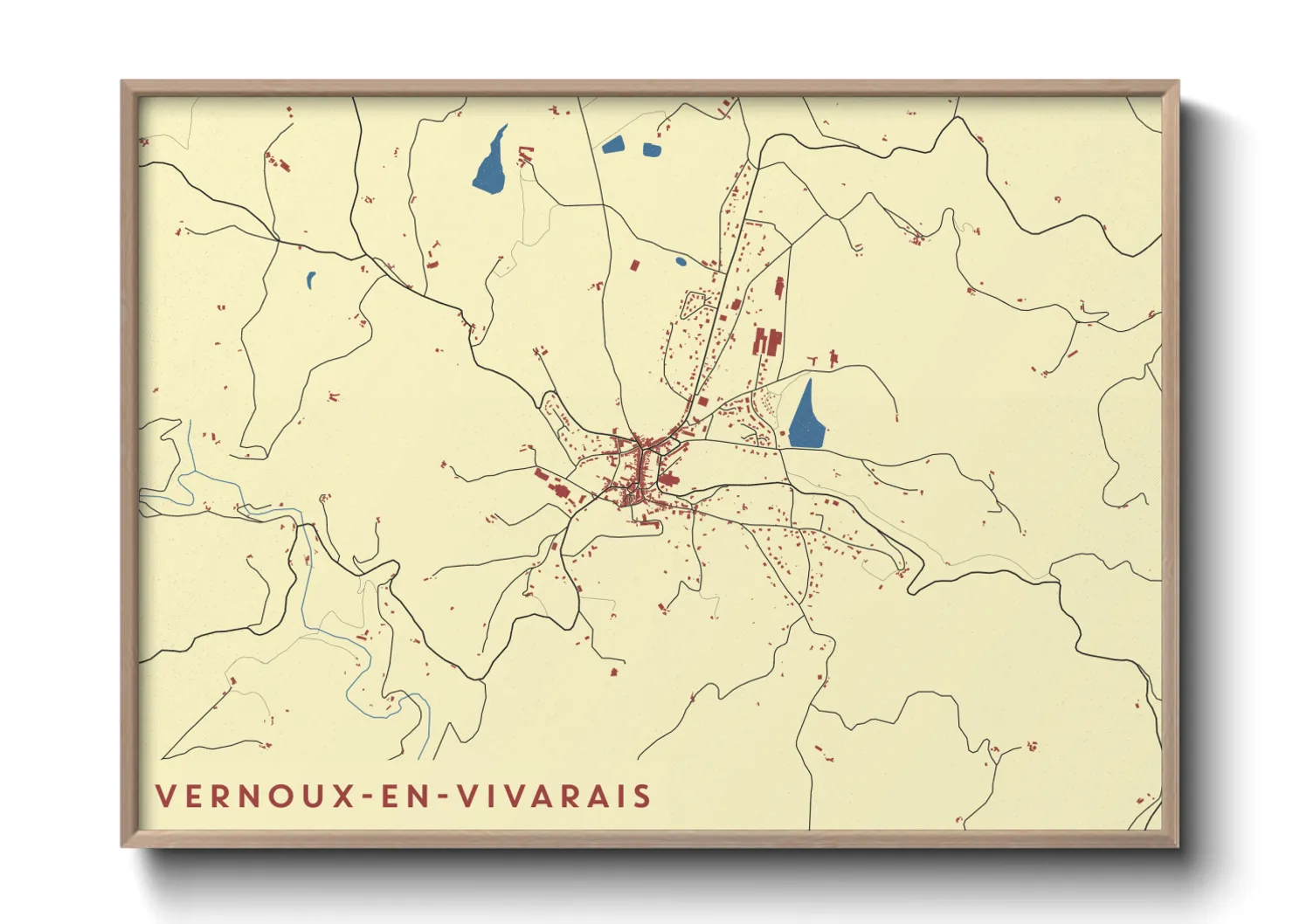 Une affiche de carte sur Vernoux-en-Vivarais
