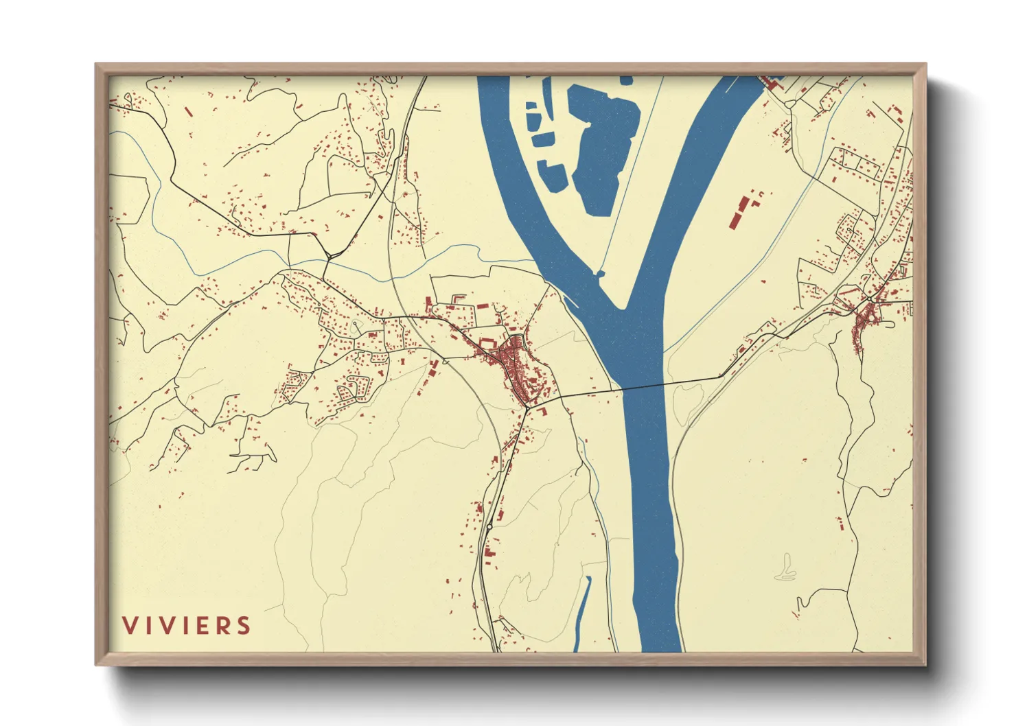 Une affiche de carte sur Viviers