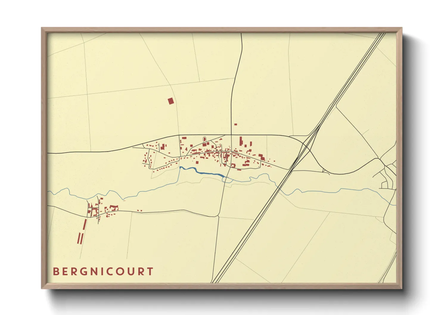 Une affiche de carte sur Bergnicourt