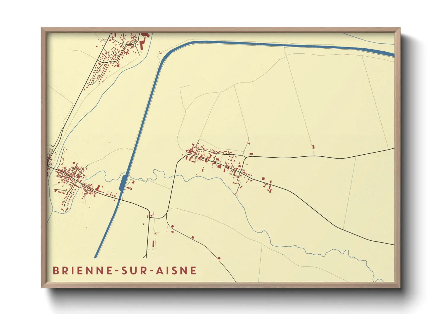 Une affiche de carte sur Brienne-sur-Aisne