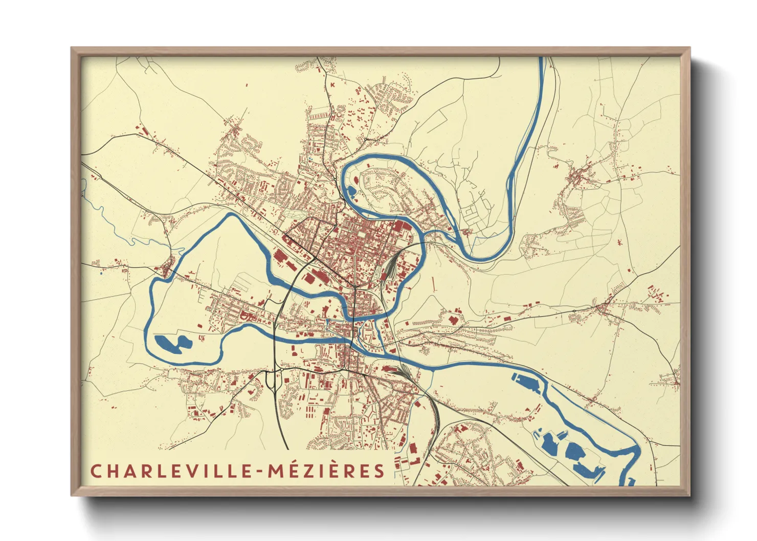 Une affiche de carte sur Charleville-Mézières