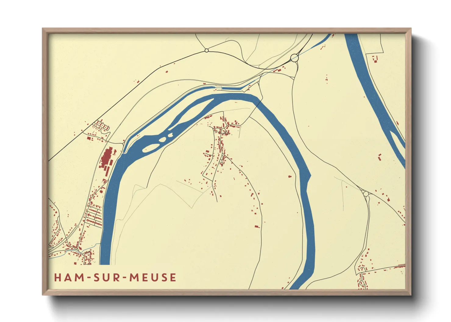 Une affiche de carte sur Ham-sur-Meuse