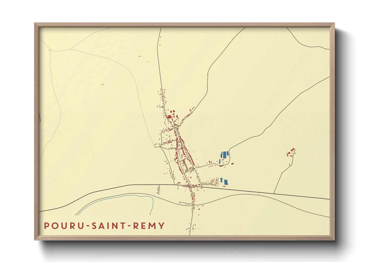 Une affiche de carte sur Pouru-Saint-Remy