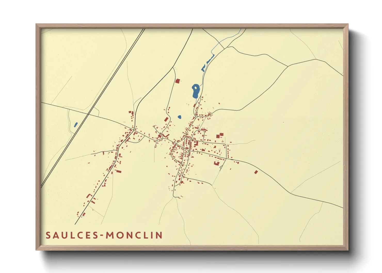 Une affiche de carte sur Saulces-Monclin