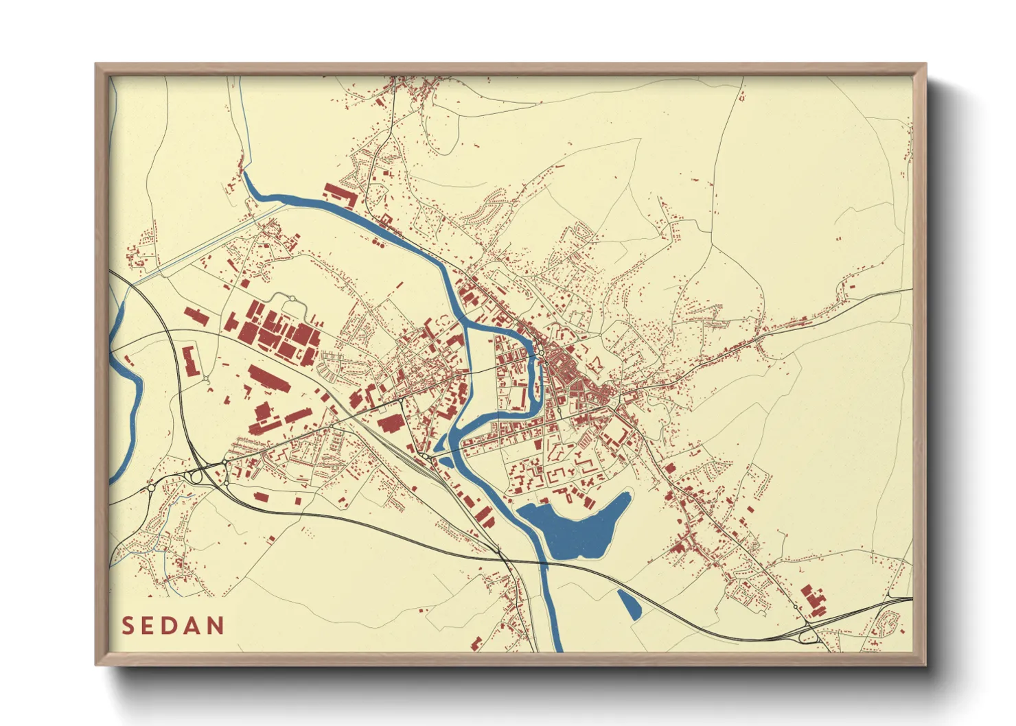 Une affiche de carte sur Sedan