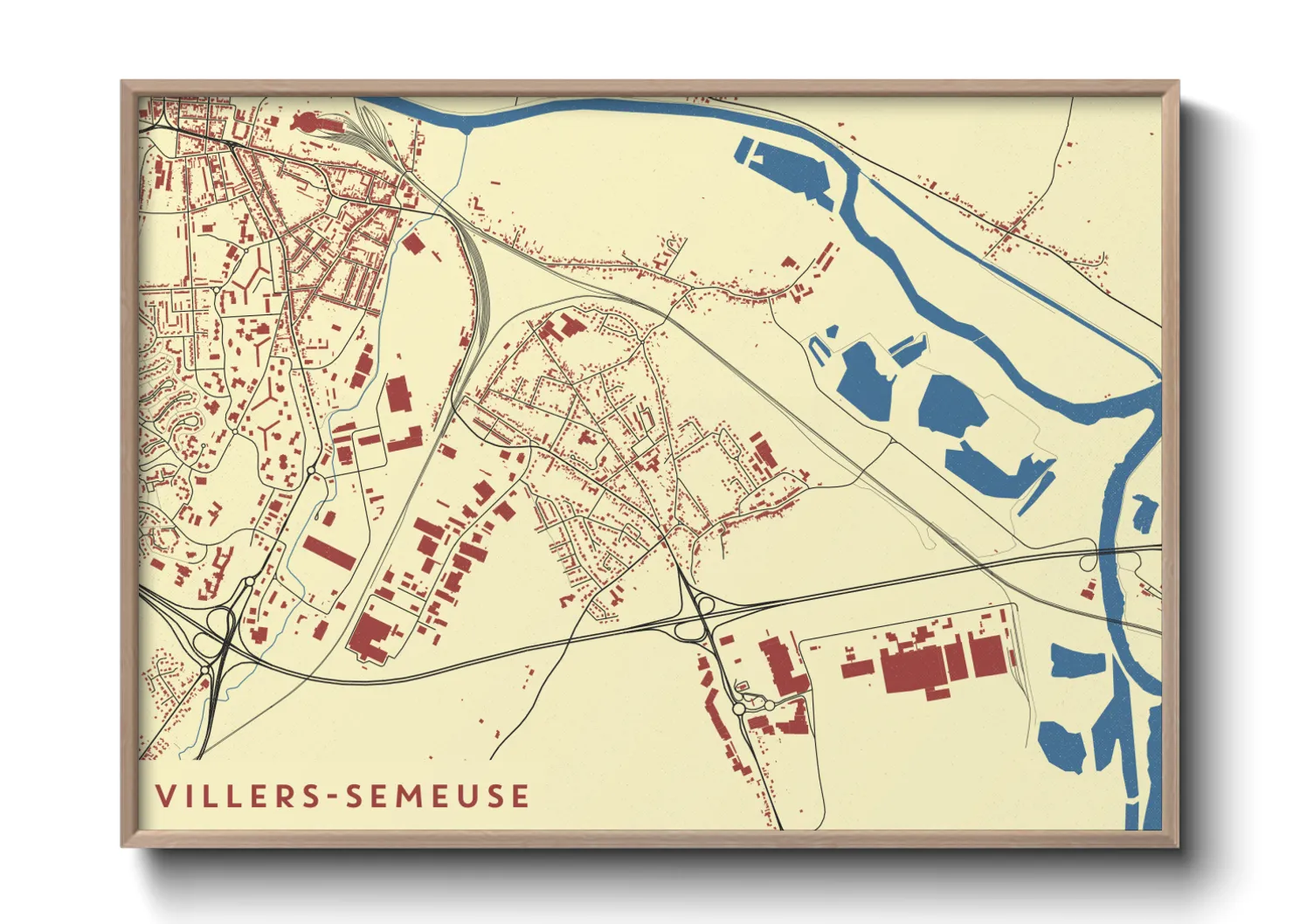 Une affiche de carte sur Villers-Semeuse