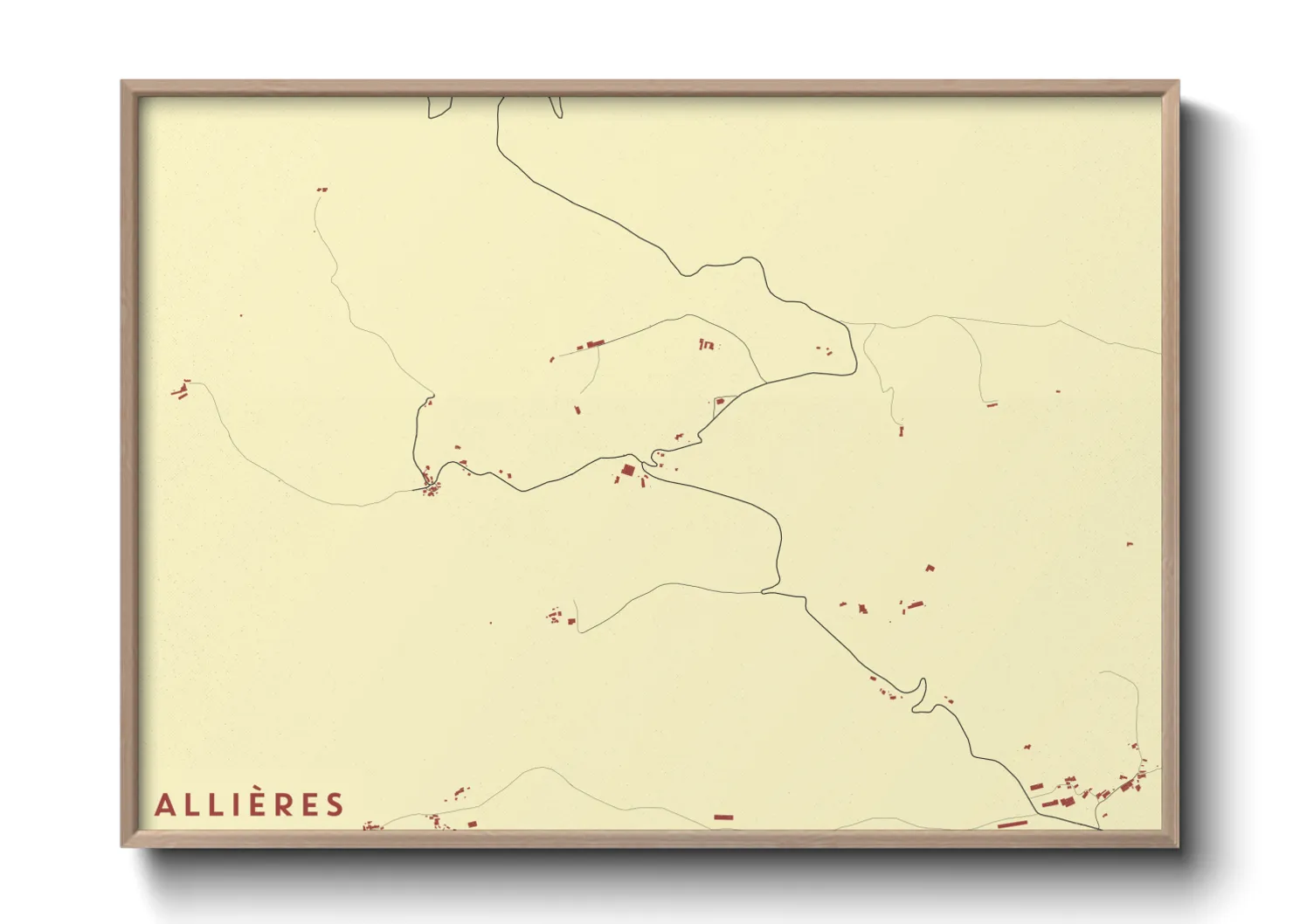 Une affiche de carte sur Allières