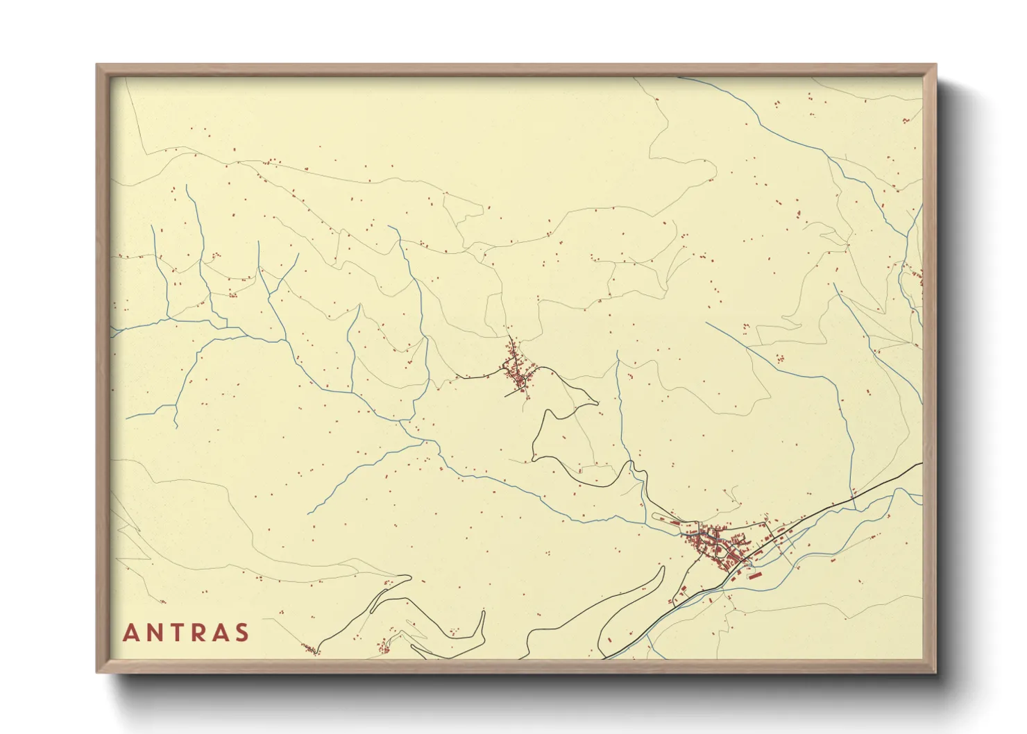 Une affiche de carte sur Antras