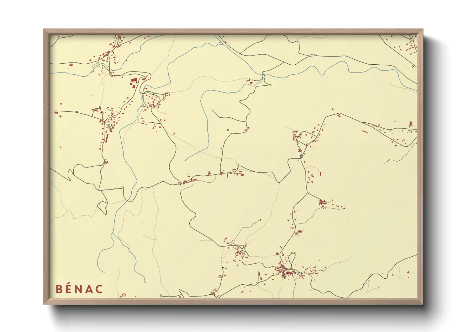 Une affiche de carte sur Bénac
