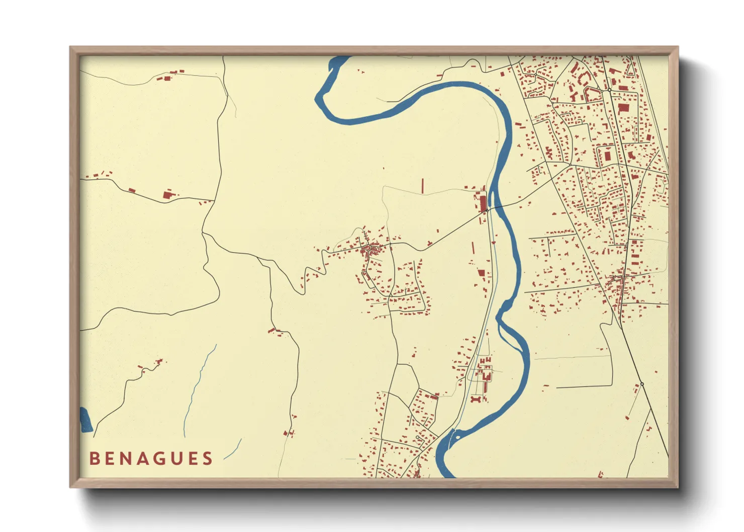 Une affiche de carte sur Benagues
