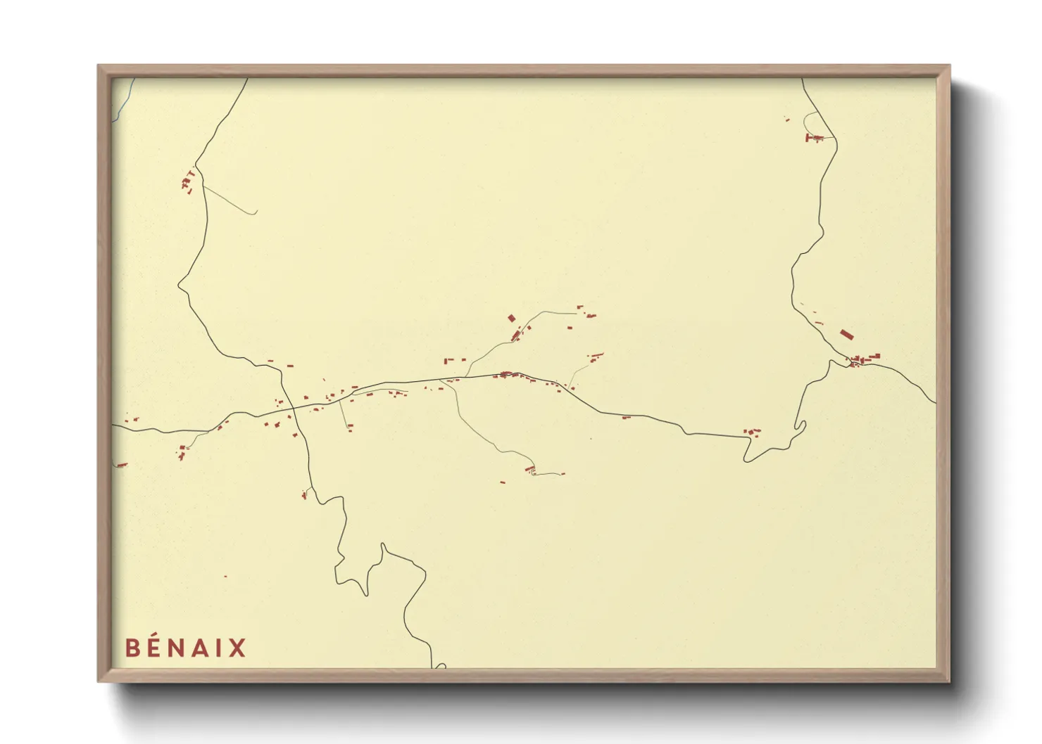 Une affiche de carte sur Bénaix