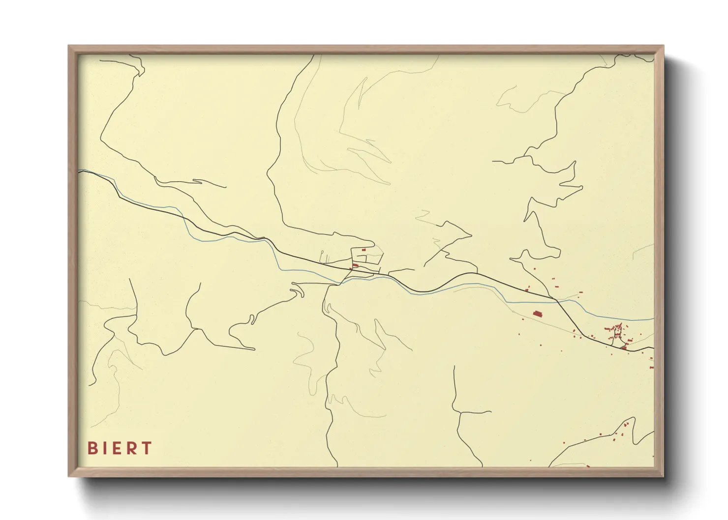 Une affiche de carte sur Biert