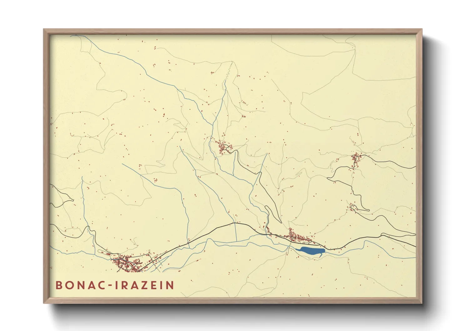 Une affiche de carte sur Bonac-Irazein