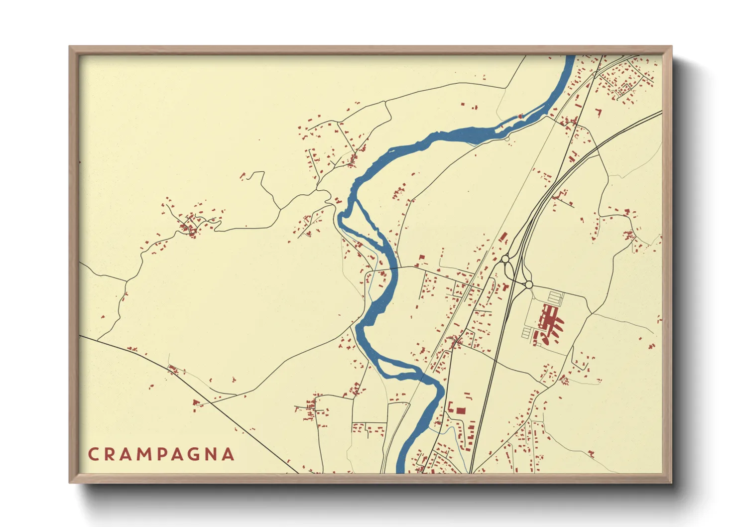 Une affiche de carte sur Crampagna