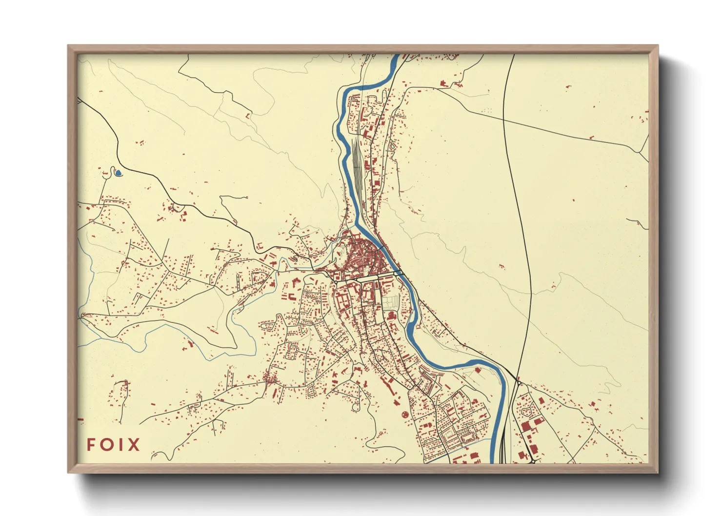 Une affiche de carte sur Foix