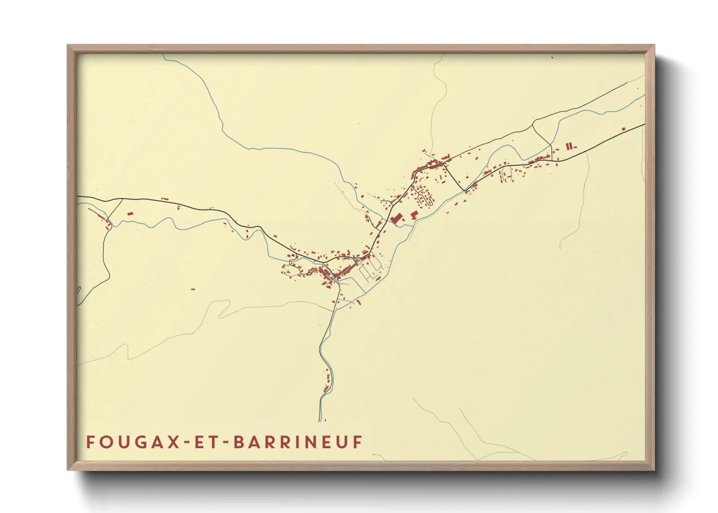 Une affiche de carte sur Fougax-et-Barrineuf