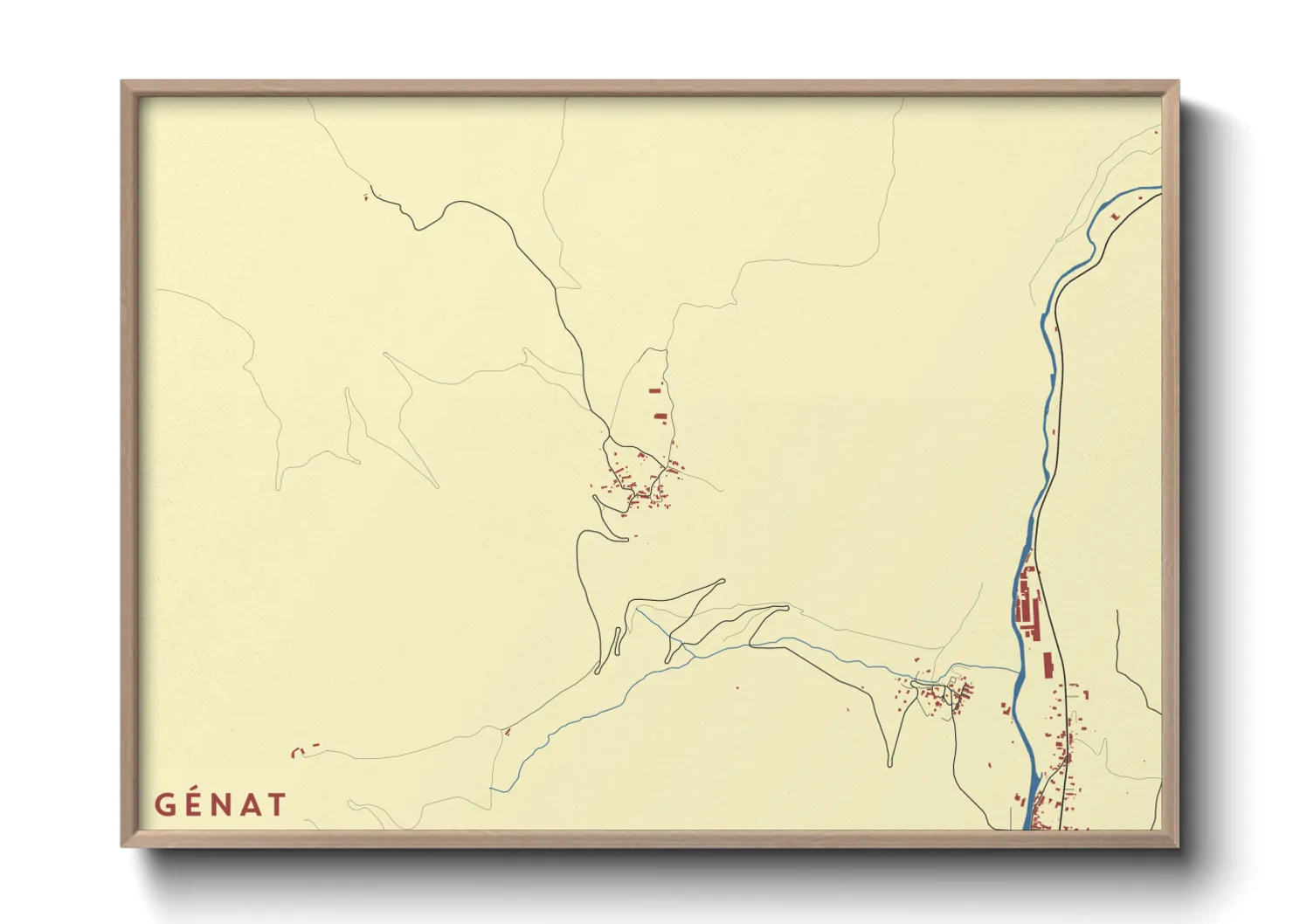 Une affiche de carte sur Génat