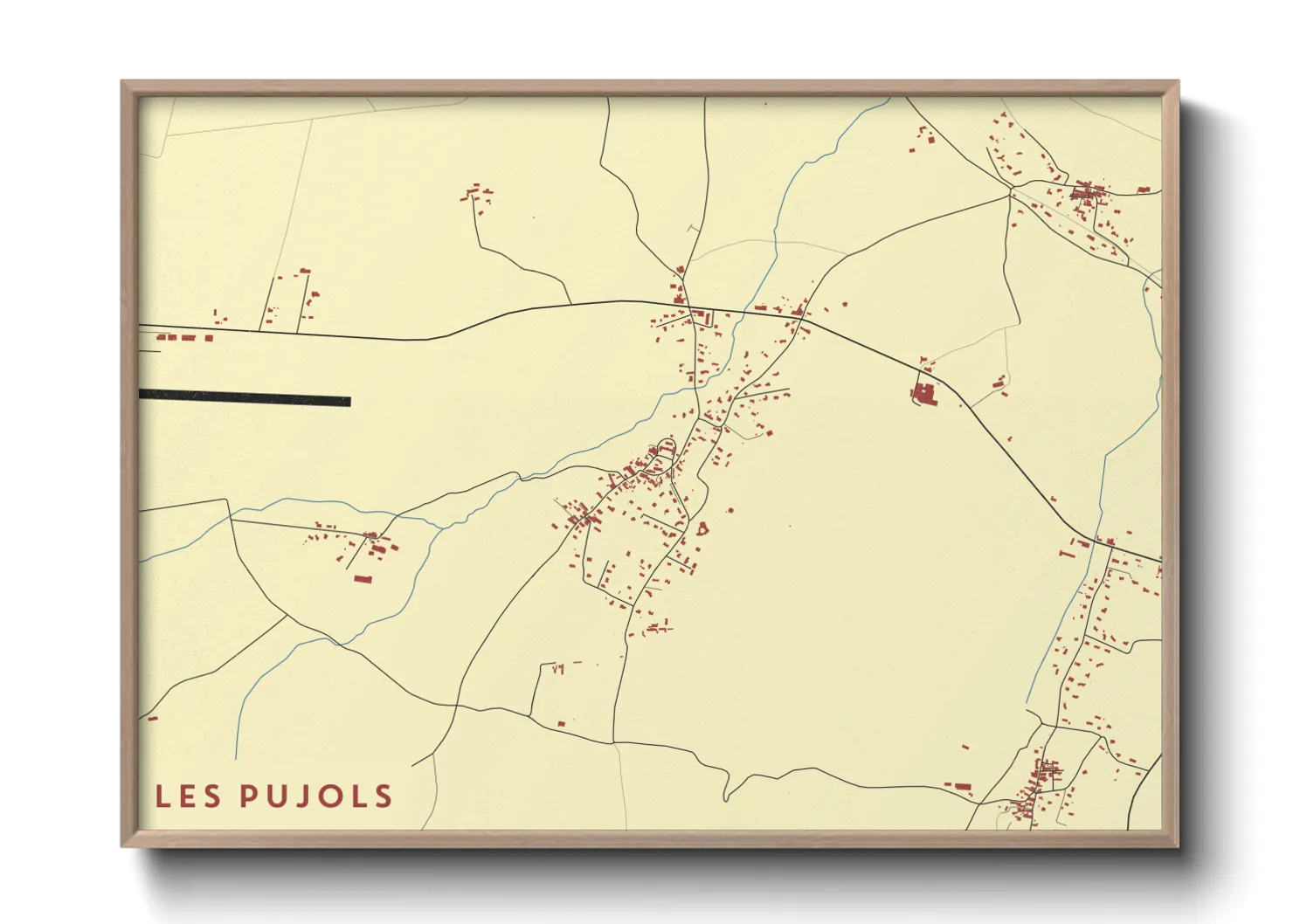 Une affiche de carte sur Les Pujols