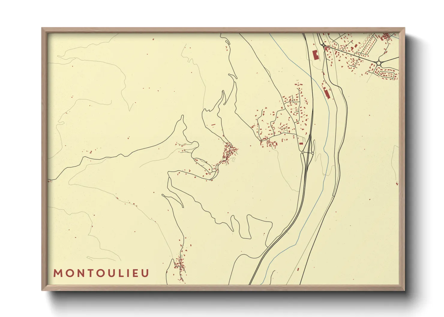 Une affiche de carte sur Montoulieu