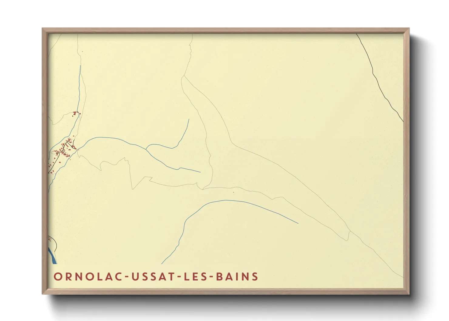 Une affiche de carte sur Ornolac-Ussat-les-Bains