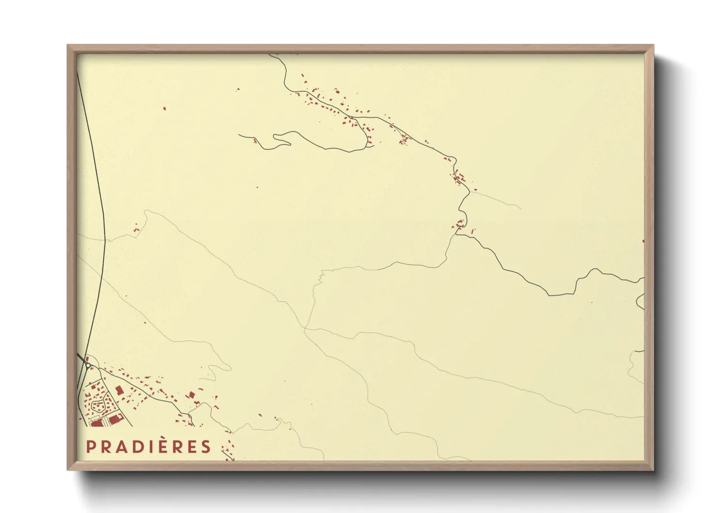 Une affiche de carte sur Pradières